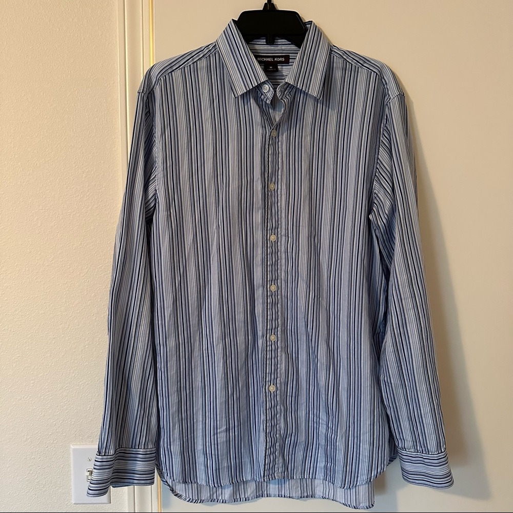 Michael Kors Blue Striped Dress Shirt size Medium